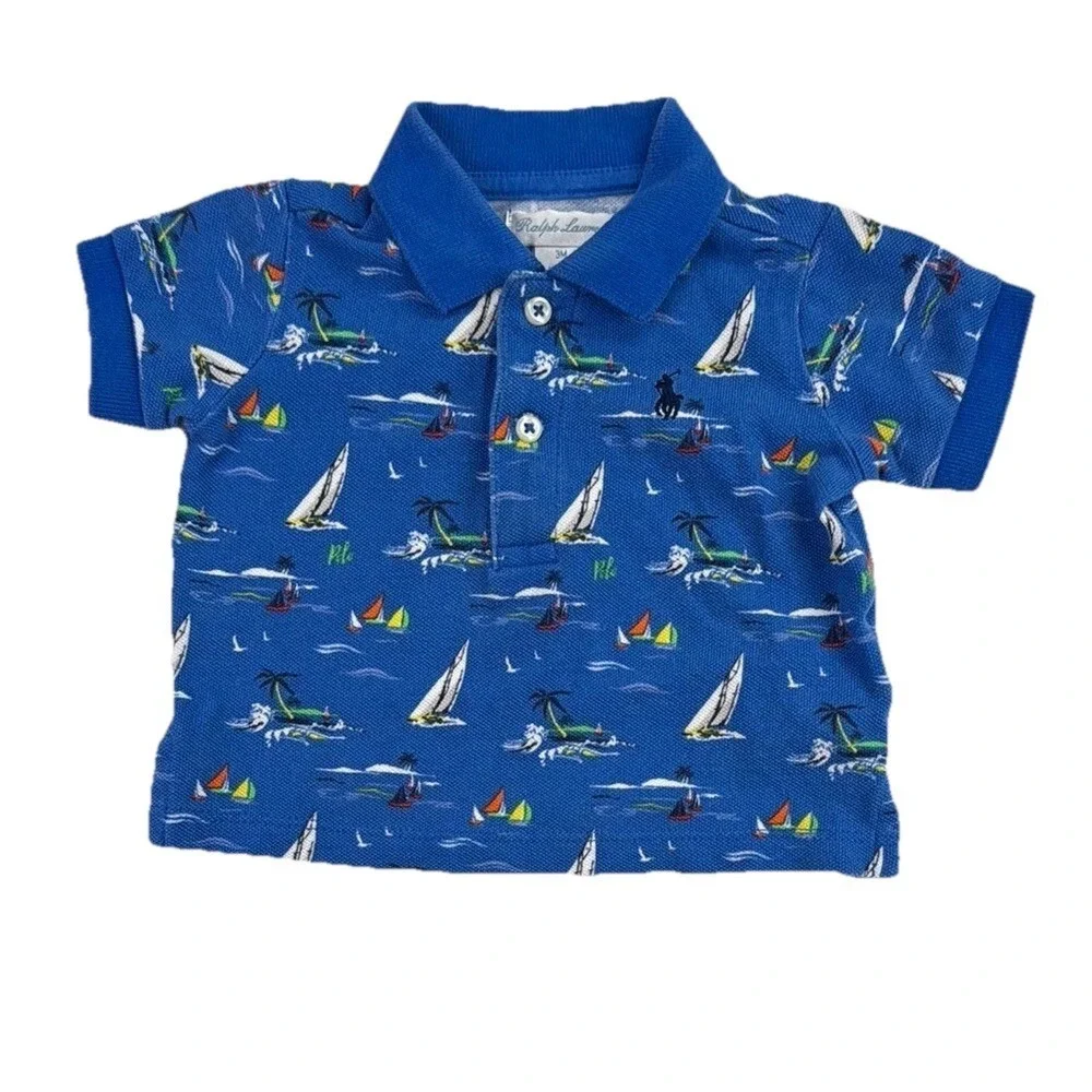 Ralph Lauren Infant Boys' Blue Nautical Polo Shirt Size 3m